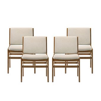 Coston Industrial Fabric Upholstered Wood Dining Chairs (Set of 4) by Christopher Knight Home