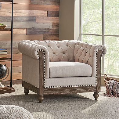 Castalia Chesterfield Faux Leather Club Chair by Christopher Knight Home