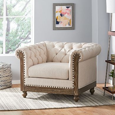 Castalia Chesterfield Faux Leather Club Chair by Christopher Knight Home