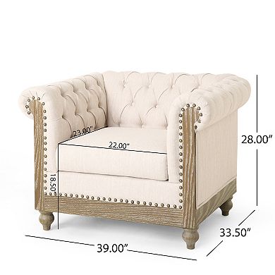 Castalia Chesterfield Faux Leather Club Chair by Christopher Knight Home