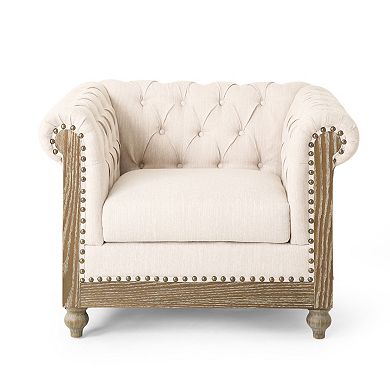 Castalia Chesterfield Faux Leather Club Chair by Christopher Knight Home