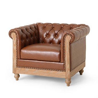 Castalia Chesterfield Faux Leather Club Chair by Christopher Knight Home