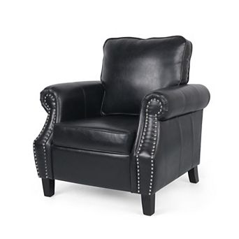 Regent Contemporary Faux Leather Club Chair in Black by Christopher Knight Home
