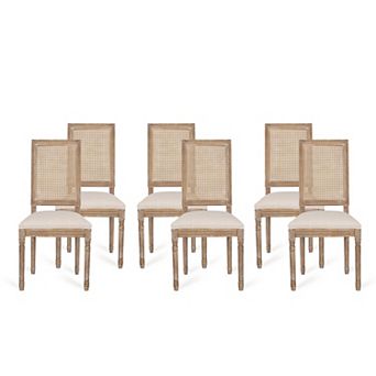 Regina French Country Wood and Cane Upholstered Dining Chair (Set of 6) by Christopher Knight Home