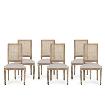 Regina French Country Wood and Cane Upholstered Dining Chair (Set of 6) by Christopher Knight Home