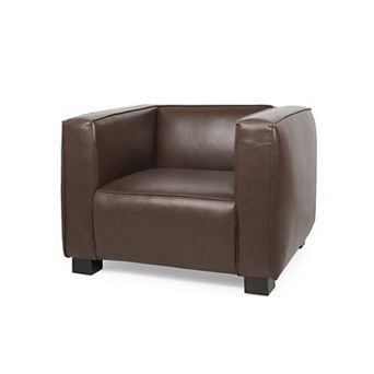 Alden Faux Leather Tuxedo Club Chair by Christopher Knight Home