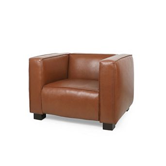 Alden Faux Leather Tuxedo Club Chair by Christopher Knight Home