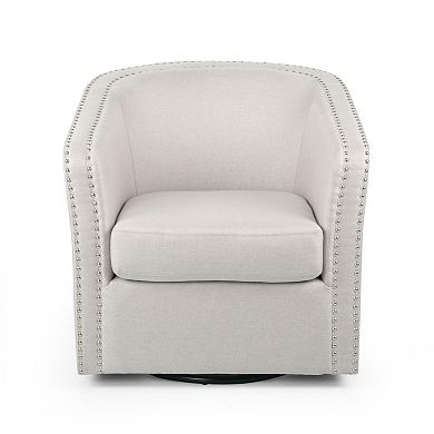 Wynter Fabric Swivel Club Chair in Wheat by Christopher Knight Home