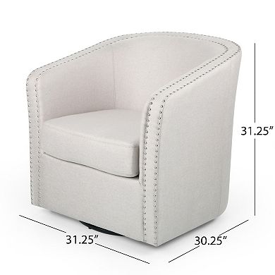 Wynter Fabric Swivel Club Chair in Wheat by Christopher Knight Home