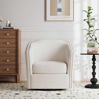 Wynter Fabric Swivel Club Chair in Wheat by Christopher Knight Home