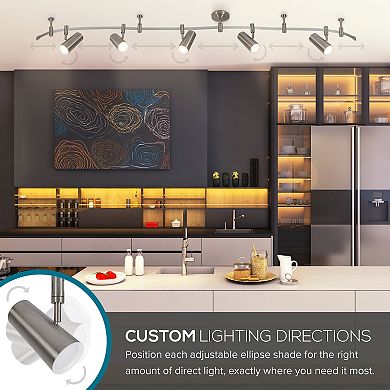 Catalina 5-Light LED Flexible Track Light Fixture with Metal Ellipse Shades