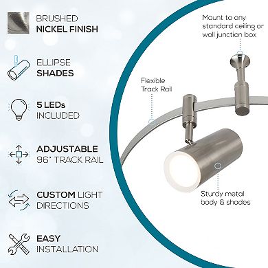 Catalina 5-Light LED Flexible Track Light Fixture with Metal Ellipse Shades