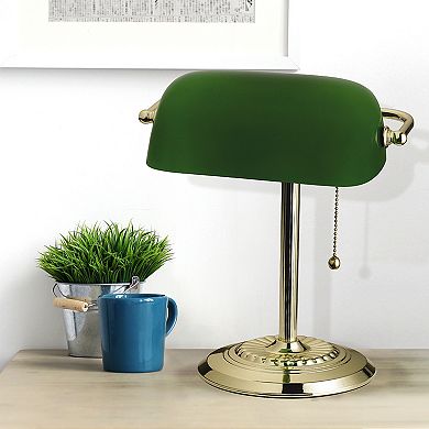 Catalina Banker's Desk Lamp with Polished Brass Base