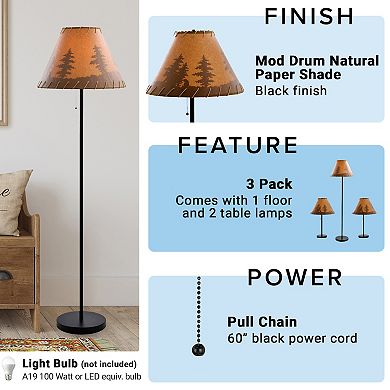 Catalina Lodge Table & Floor Lamp 3-piece Set
