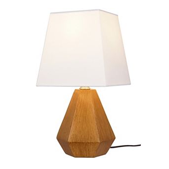 Catalina Geometric Accent Table Lamp with Wood Finish
