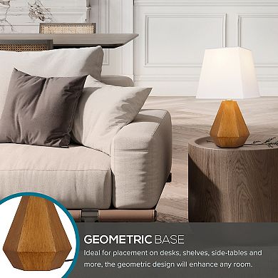 Catalina Geometric Accent Table Lamp with Wood Finish