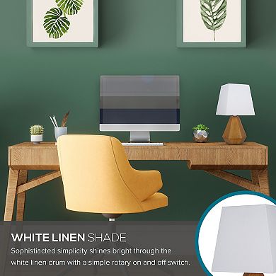 Catalina Geometric Accent Table Lamp with Wood Finish