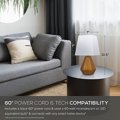 Catalina Geometric Accent Table Lamp with Wood Finish