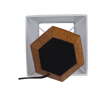 Catalina Geometric Accent Table Lamp with Wood Finish