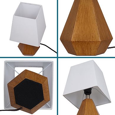 Catalina Geometric Accent Table Lamp with Wood Finish