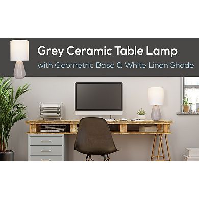 Catalina Ceramic Table Lamp With White Linen Shade