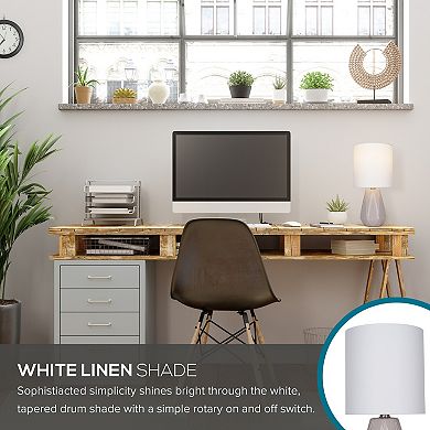 Catalina Ceramic Table Lamp With White Linen Shade