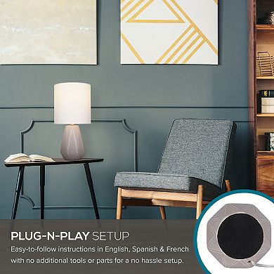 Catalina Ceramic Table Lamp With White Linen Shade