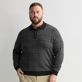 Big & Tall Apt. 9® Long Sleeve Pattern Merino Polo Sweater