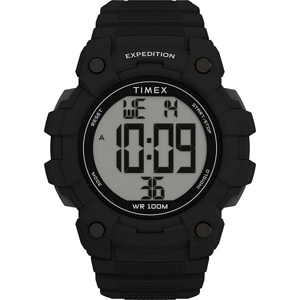 Timex Expedition ブラック クロノグラフ腕時計 Timex® Men's Expedition Digital Chronograph Resin Strap Watch