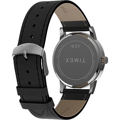 Timex® Men's Main Street Leather Strap Watch