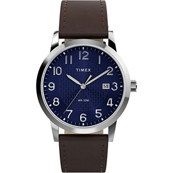 Timex® Men's Main Street Leather Strap Watch