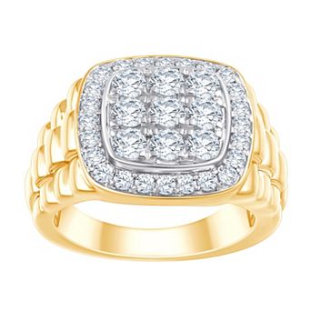 Brilliant Love 14k Gold Over Silver 2 Carat T.W. Lab-Grown Diamond Cushion Cluster Ring