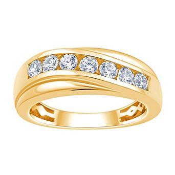Brilliant Love Men's 14k Gold Over Silver 1 Carat T.W. Lab-Grown Diamond Channel-Set Ring