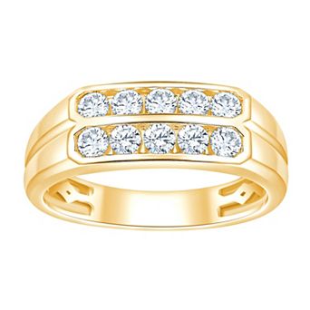 Brilliant Love 14k Gold Over Silver 1 Carat T.W. Lab-Grown Diamond Men's Double Row Ring