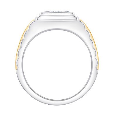 Brilliant Love Men's Two-Tone 14k Gold Over Silver 1 Carat T.W. Lab-Grown Diamond Cluster Ring