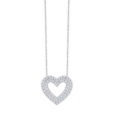 Brilliant Love Sterling Silver 1 Carat T.W. Lab-Grown Diamond Heart Pendant Necklace