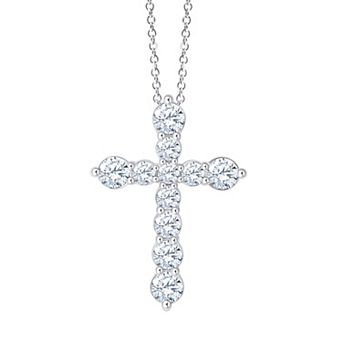 Brilliant Love Sterling Silver 1 Carat T.W. Lab-Grown Diamond Cross Pendant Necklace