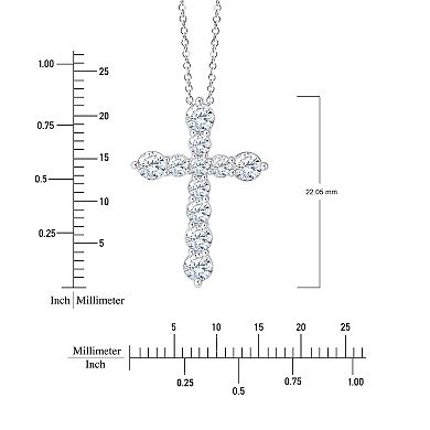 Brilliant Love Sterling Silver 1 Carat T.W. Lab-Grown Diamond Cross Pendant Necklace