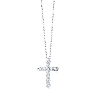 Brilliant Love Sterling Silver 1 Carat T.W. Lab-Grown Diamond Cross Pendant Necklace