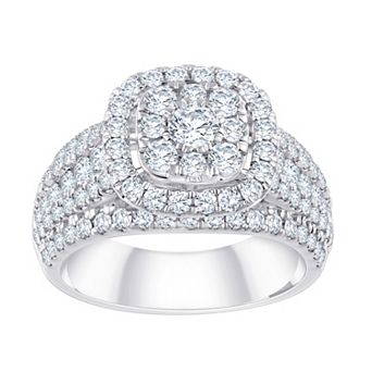 Brilliant Love Sterling Silver 2 Carat T.W. Lab-Grown Diamond Double Halo Cluster Ring