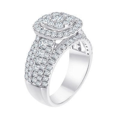 Brilliant Love Sterling Silver 2 Carat T.W. Lab-Grown Diamond Double Halo Cluster Ring