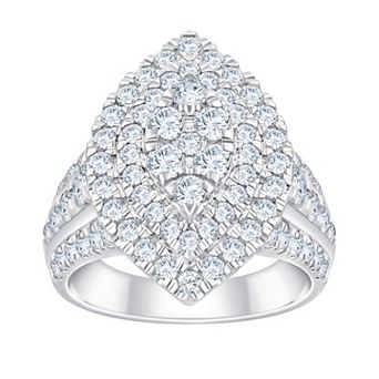 Brilliant Love Sterling Silver 2 Carat T.W. Lab-Grown Diamond Marquise Cluster Ring