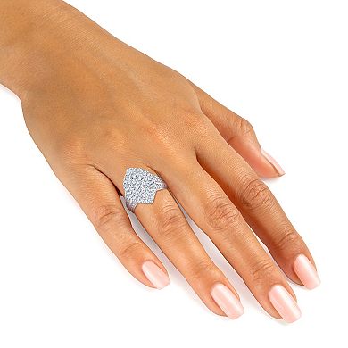 Brilliant Love Sterling Silver 2 Carat T.W. Lab-Grown Diamond Marquise Cluster Ring