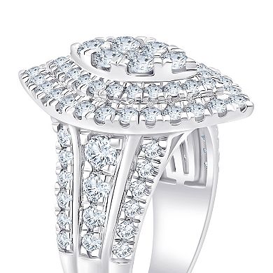 Brilliant Love Sterling Silver 2 Carat T.W. Lab-Grown Diamond Marquise Cluster Ring