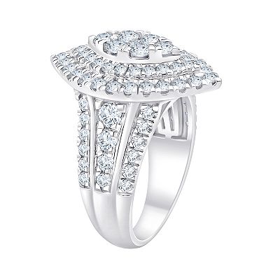 Brilliant Love Sterling Silver 2 Carat T.W. Lab-Grown Diamond Marquise Cluster Ring