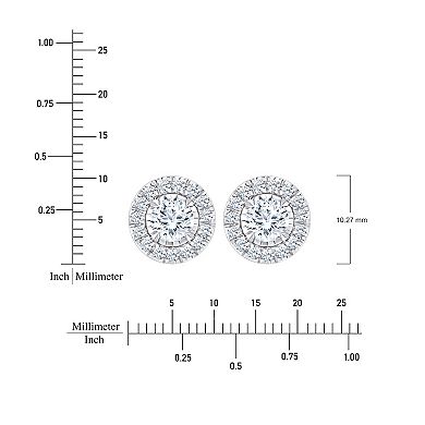 Brilliant Love Sterling Silver Lab-Grown Diamond Oval Halo Pendant Necklace & Stud Earring Set