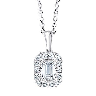 Brilliant Love Sterling Silver Lab-Grown Diamond Oval Halo Pendant Necklace & Stud Earring Set