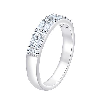 Brilliant Love Sterling Silver 1/2 Carat T.W. Lab-Grown Diamond Baguette & Round Band
