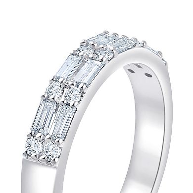 Brilliant Love Sterling Silver 1/2 Carat T.W. Lab-Grown Diamond Baguette & Round Band