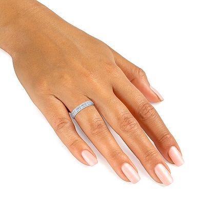 Brilliant Love Sterling Silver 1/2 Carat T.W. Lab-Grown Diamond Baguette & Round Band